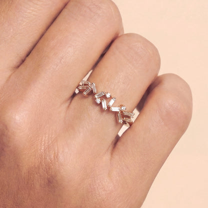 Natural Diamond Band Ring in 18K Rose Gold - JewelryAndStore