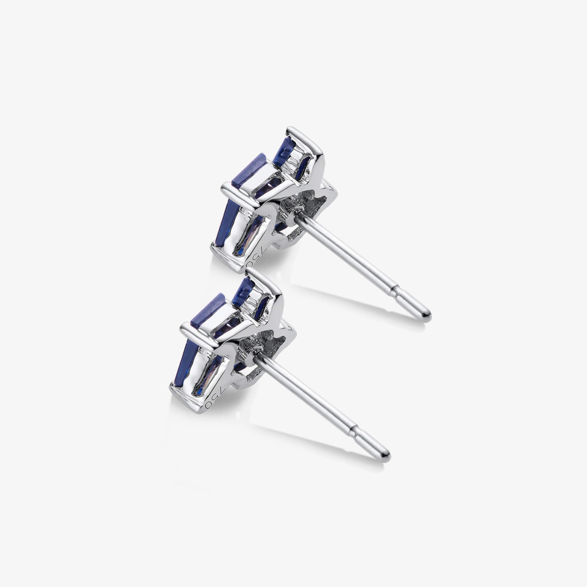 18K Gold Cluster Stud Earrings with Natural Diamonds &amp; Sapphires