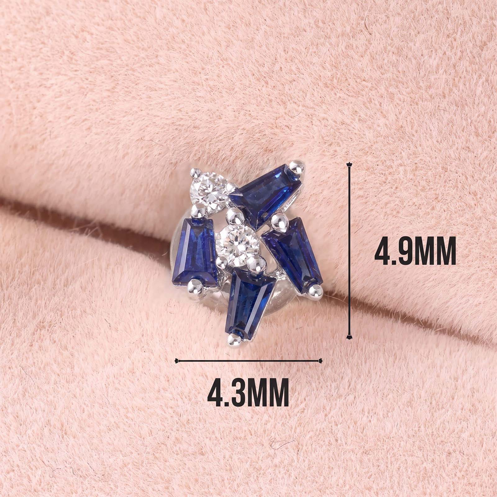 18K Gold Cluster Stud Earrings with Natural Diamonds &amp; Sapphires