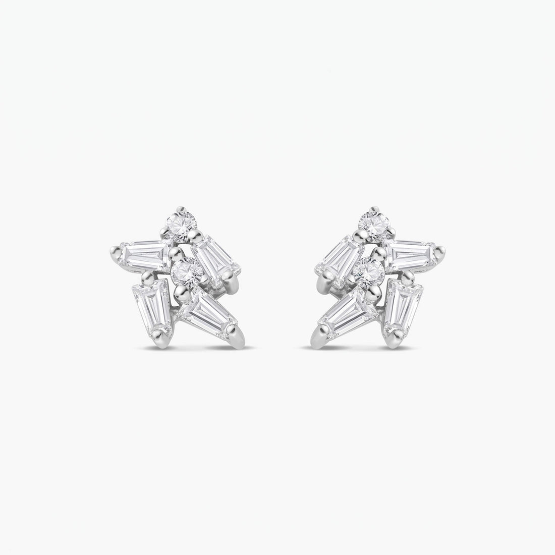 18K Gold Cluster Earring Studs with Natural Diamonds