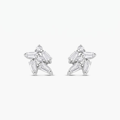 18K Gold Cluster Earring Studs with Natural Diamonds