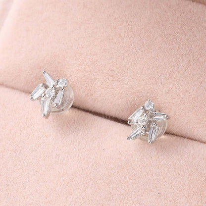 18K Gold Cluster Earring Studs with Natural Diamonds