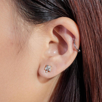 18K Gold Cluster Earring Studs with Natural Diamonds