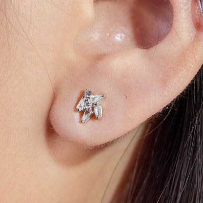 18K Gold Cluster Earring Studs with Natural Diamonds