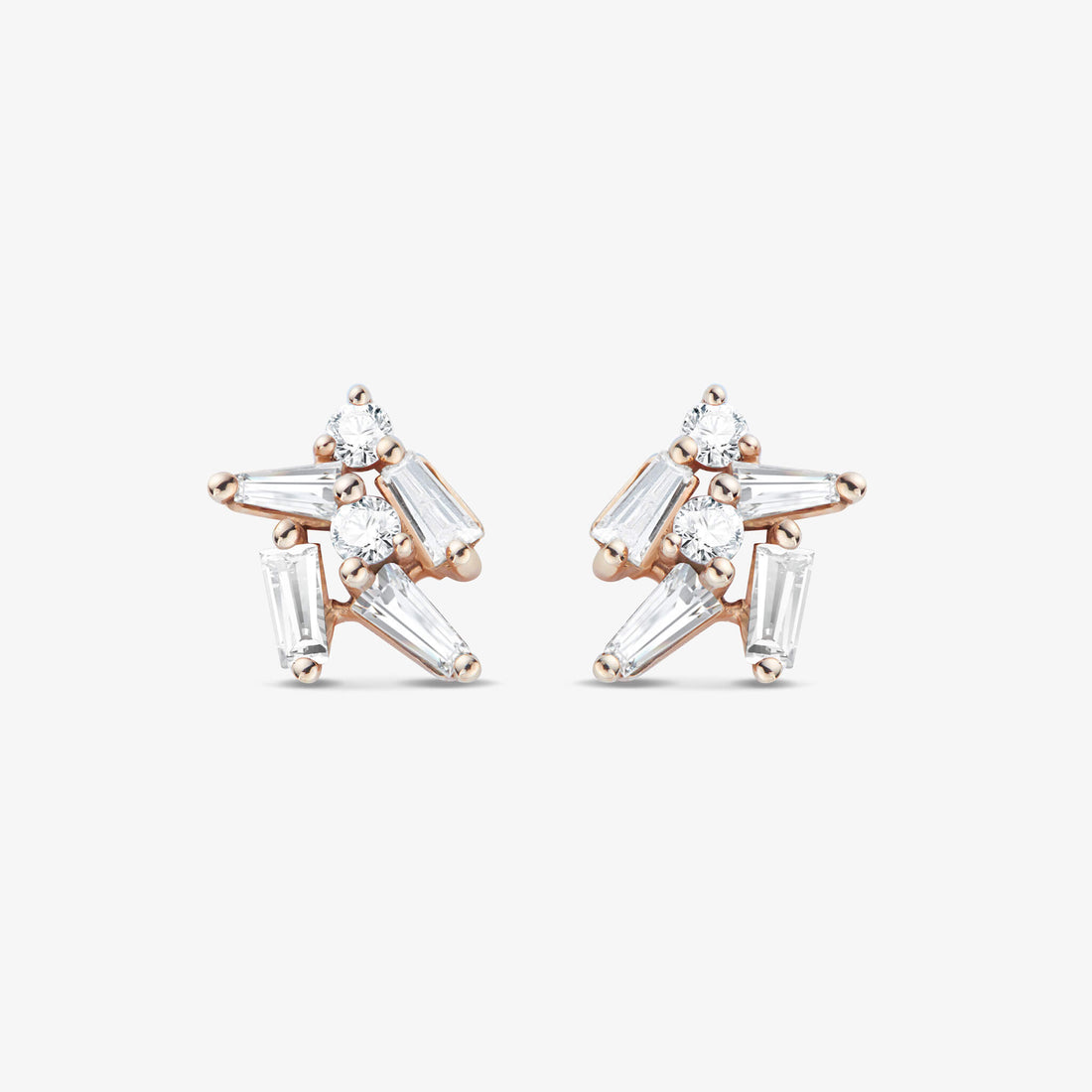 18K Gold Cluster Earring Studs with Natural Diamond