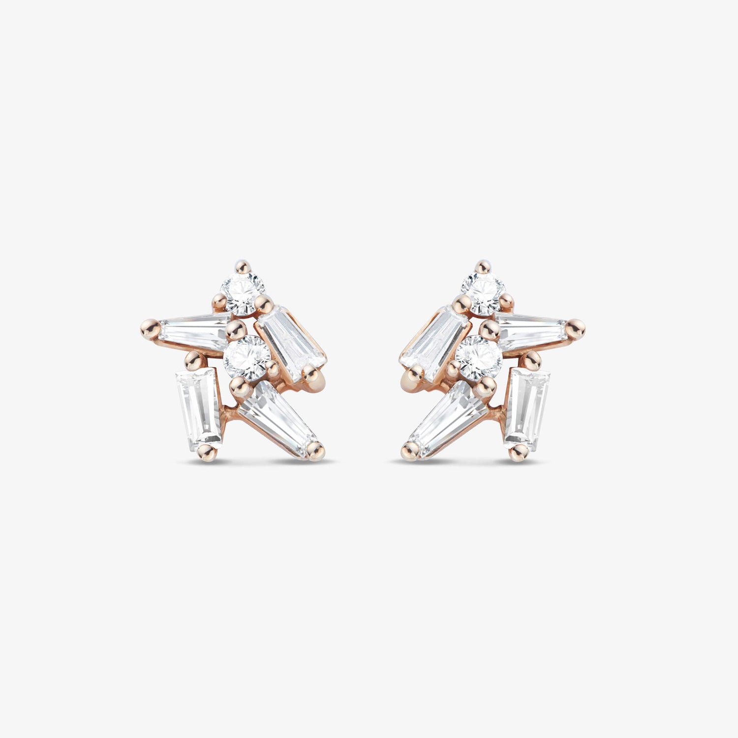18K Gold Cluster Earring Studs with Natural Diamond