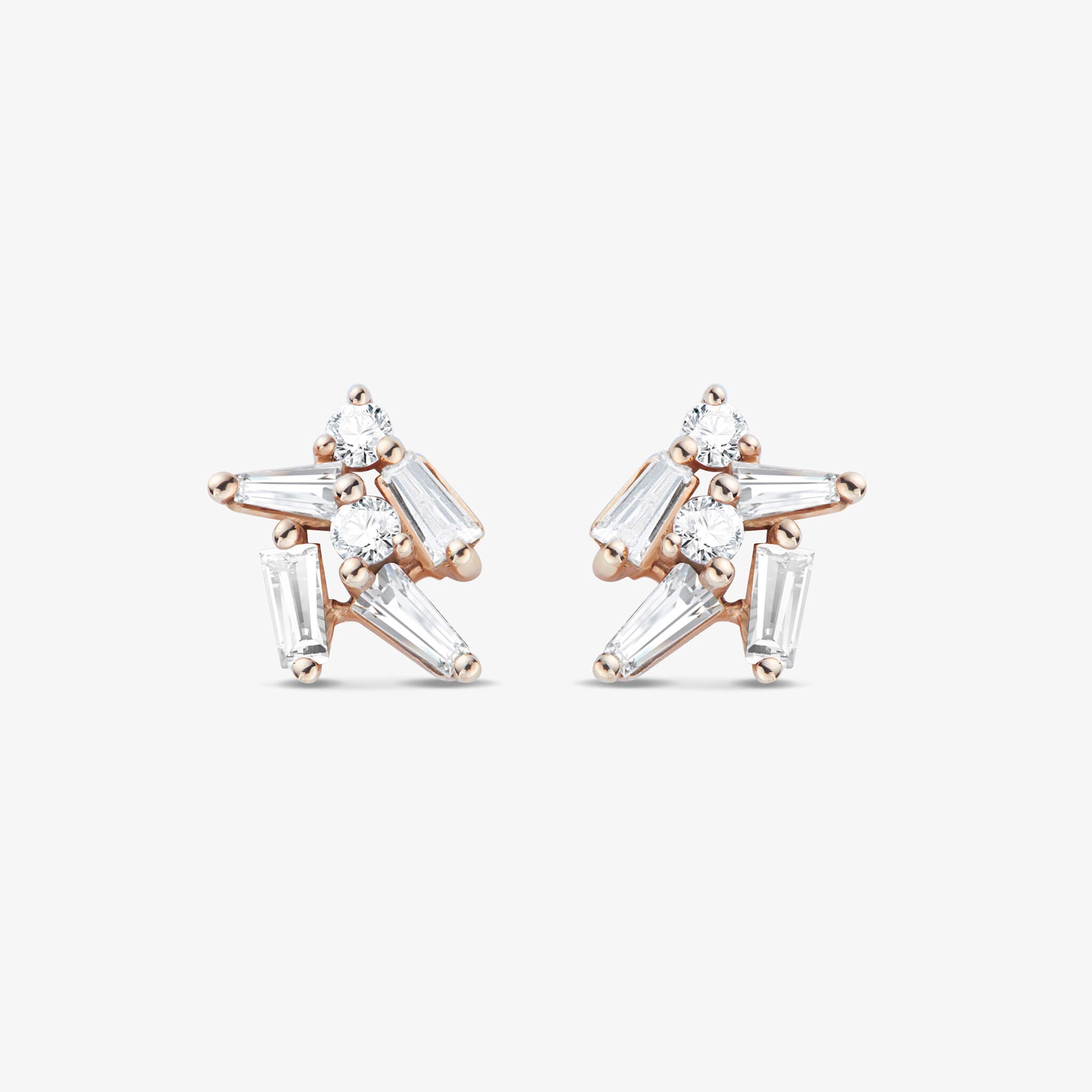 18K Gold Cluster Earring Studs with Natural Diamond