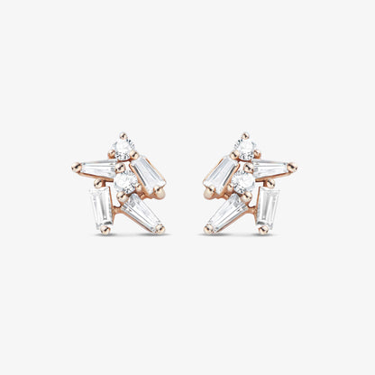 18K Gold Cluster Earring Studs with Natural Diamond