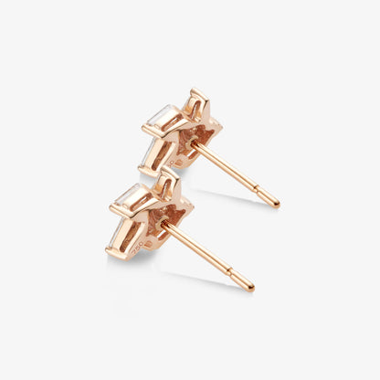 18K Gold Cluster Earring Studs with Natural Diamond