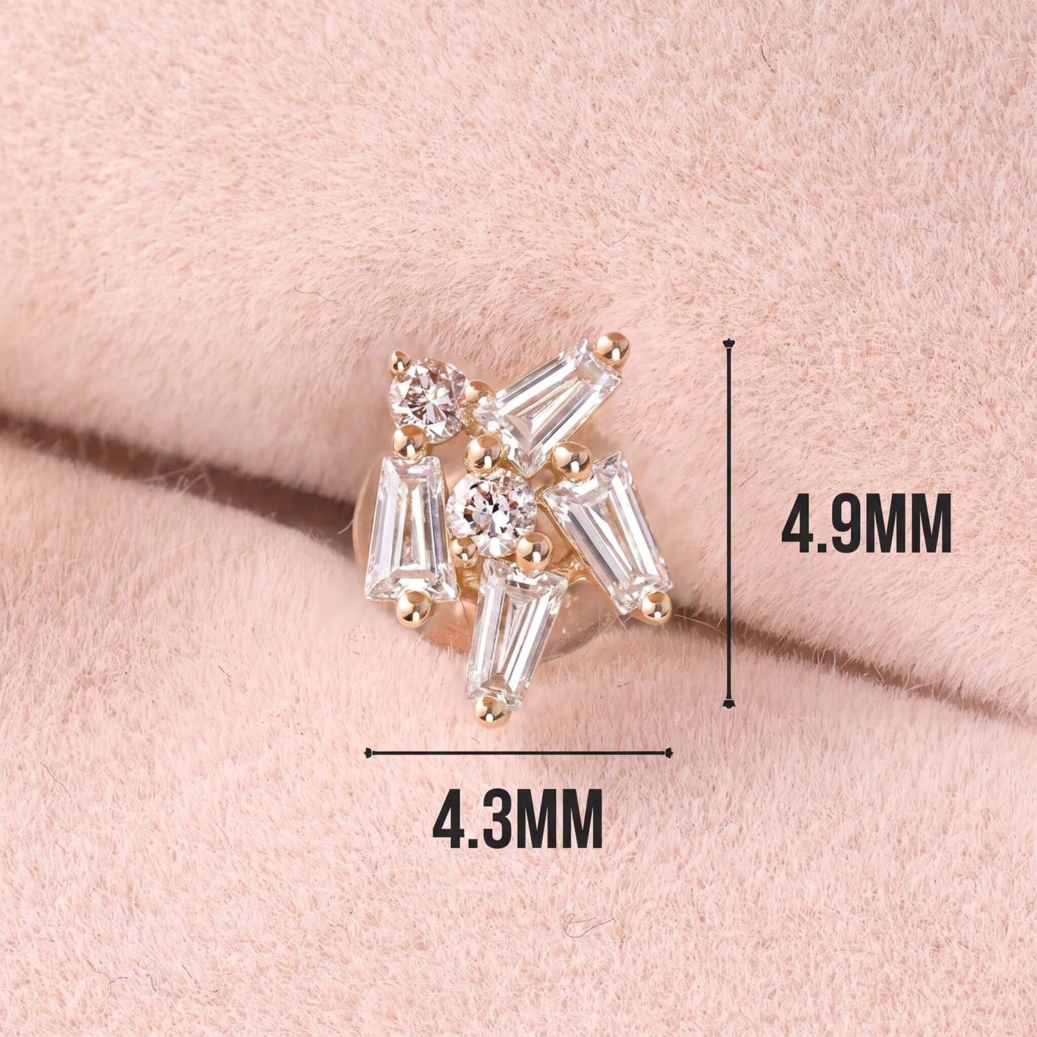 18K Gold Cluster Earring Studs with Natural Diamond