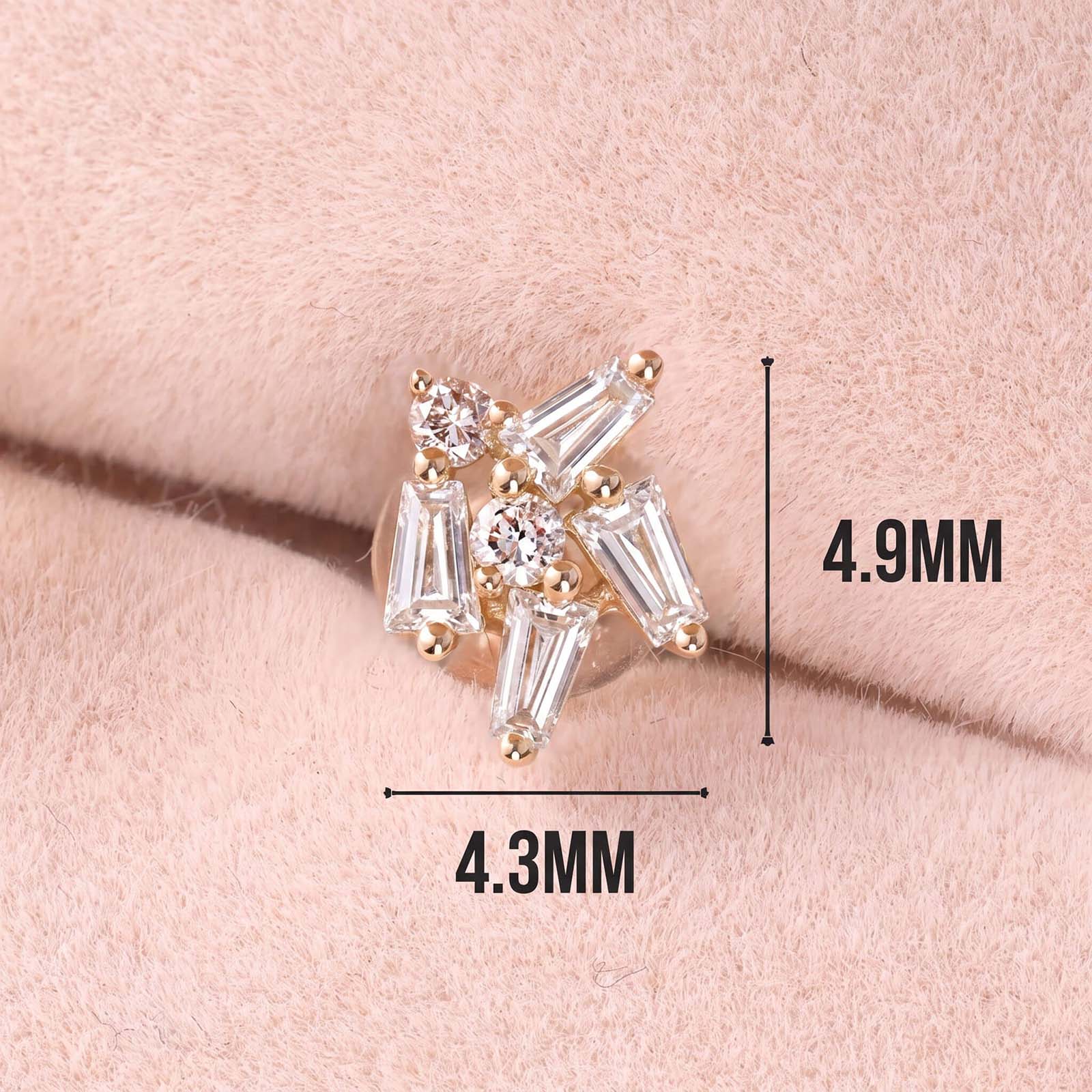 18K Gold Cluster Earring Studs with Natural Diamond