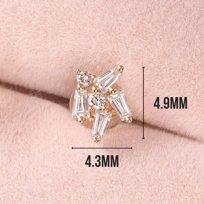 18K Gold Cluster Earring Studs with Natural Diamond