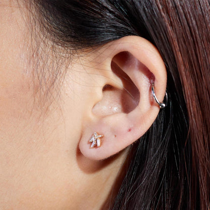 18K Gold Cluster Earring Studs with Natural Diamond