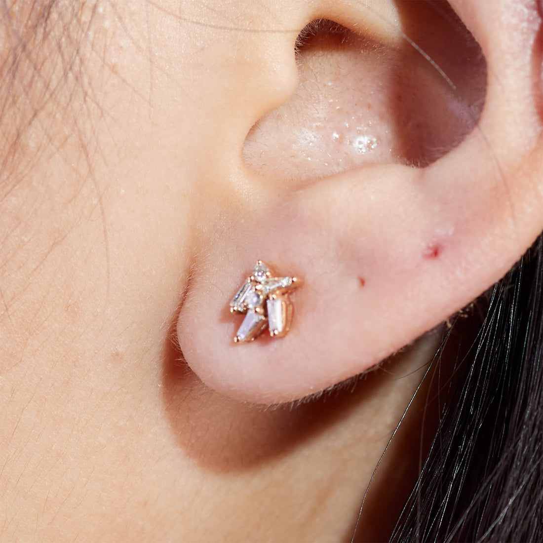 18K Gold Cluster Earring Studs with Natural Diamond