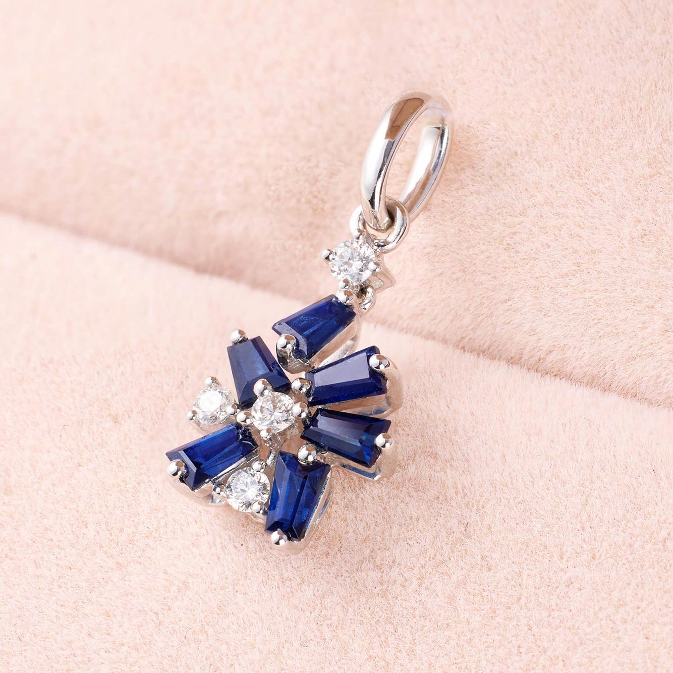 18K Gold Snowflakes Pendant with Diamonds &amp; Sapphires