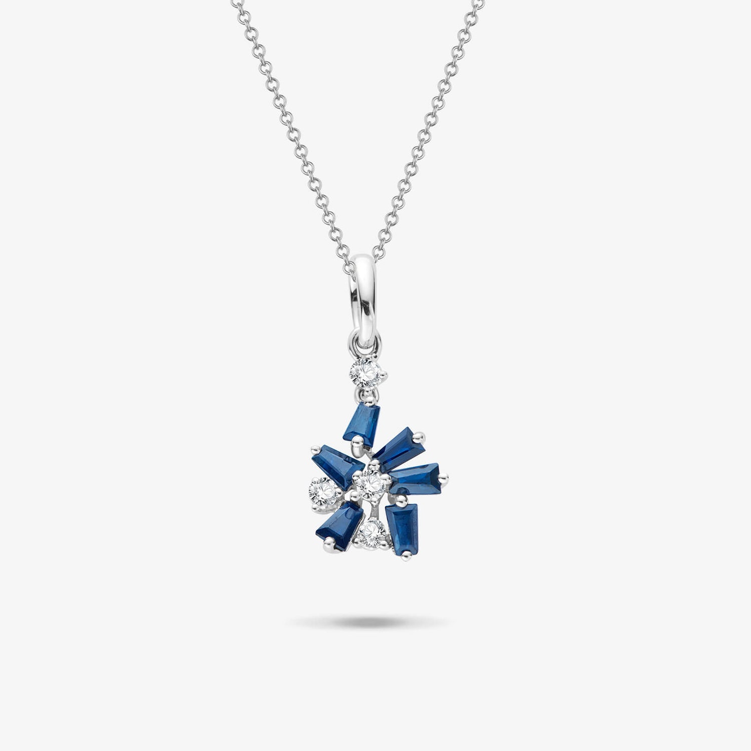 18K Gold Snowflakes Pendant with Diamonds &amp; Sapphires