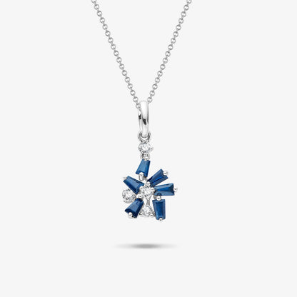 18K Gold Snowflakes Pendant with Diamonds &amp; Sapphires