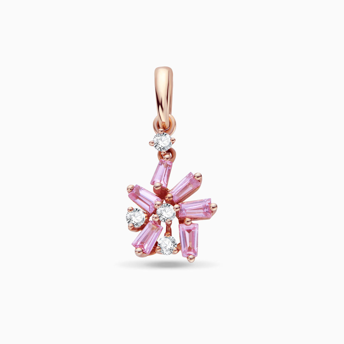 18K Gold Snowflakes Pendant with Diamonds &amp; Pink Sapphires