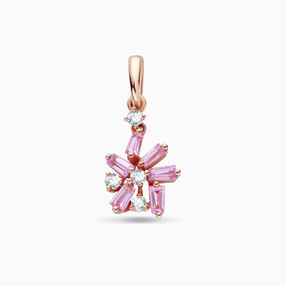 18K Gold Snowflakes Pendant with Diamonds &amp; Pink Sapphires