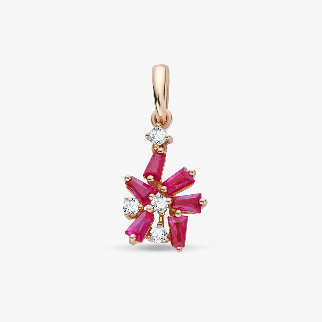 18K Gold Snowflakes Pendant with Diamonds &amp; Rubies