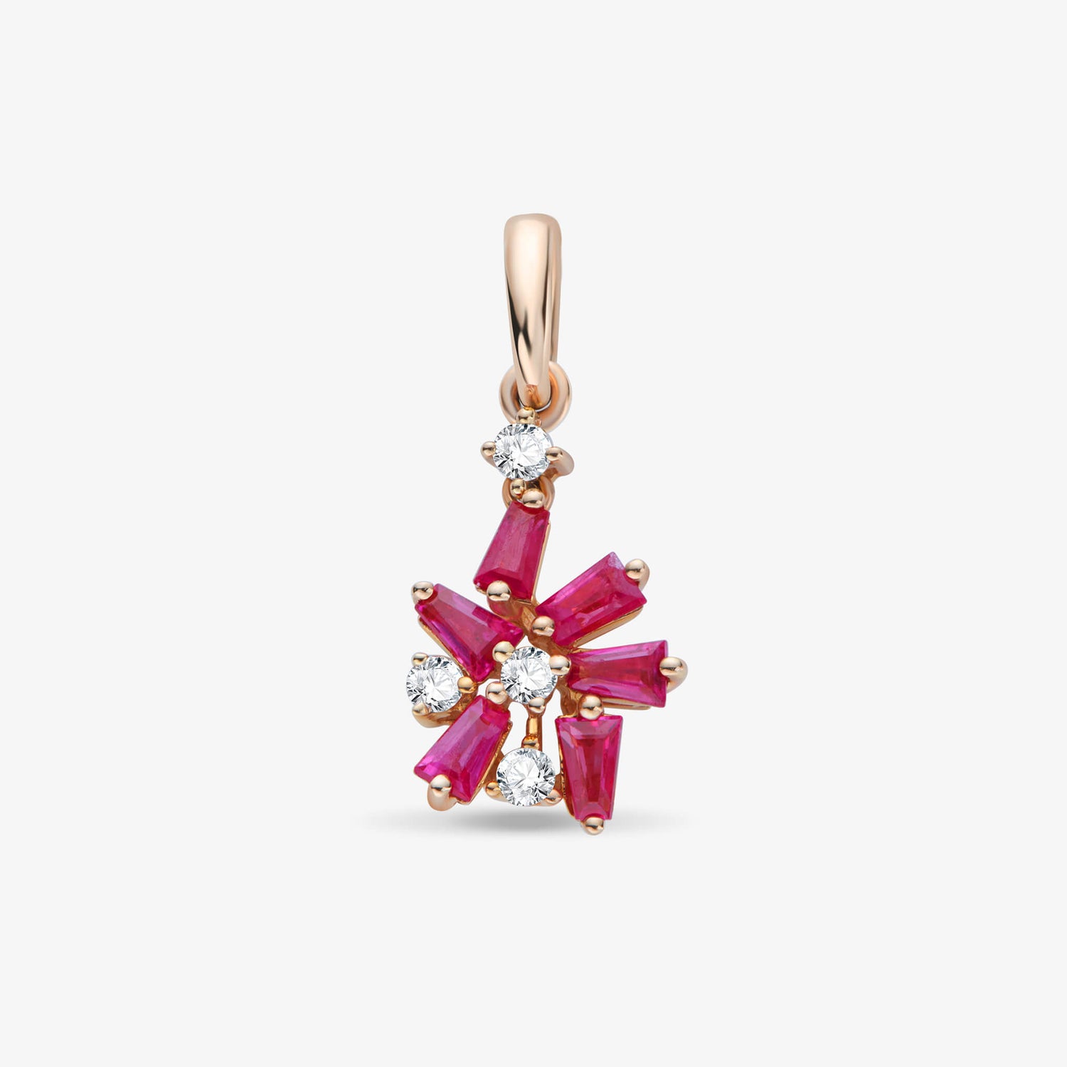 18K Gold Snowflakes Pendant with Diamonds &amp; Rubies