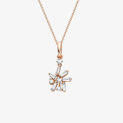 18K Gold Snowflakes Pendant with Diamonds