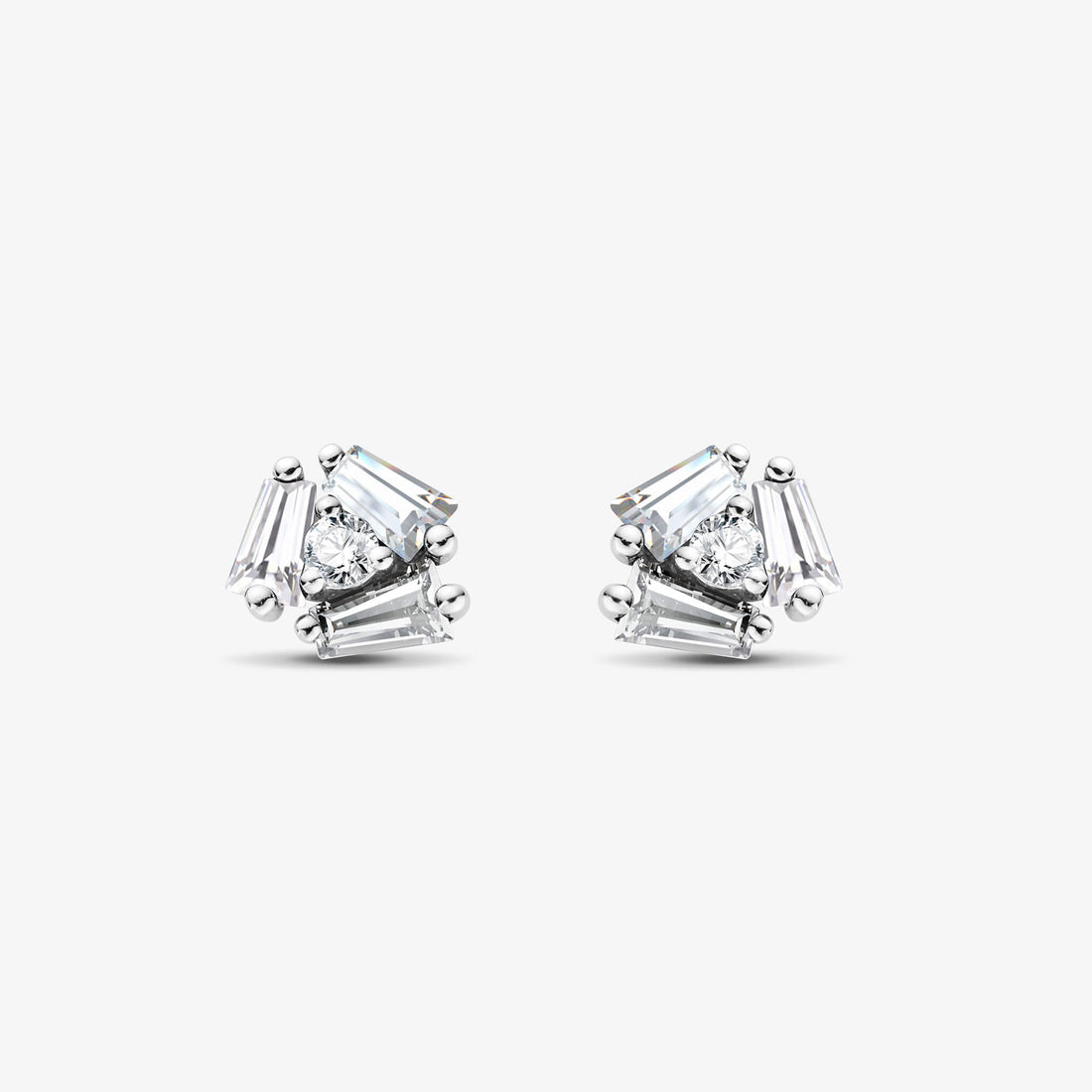 18K Gold Cluster Earring Studs with Natural Diamonds