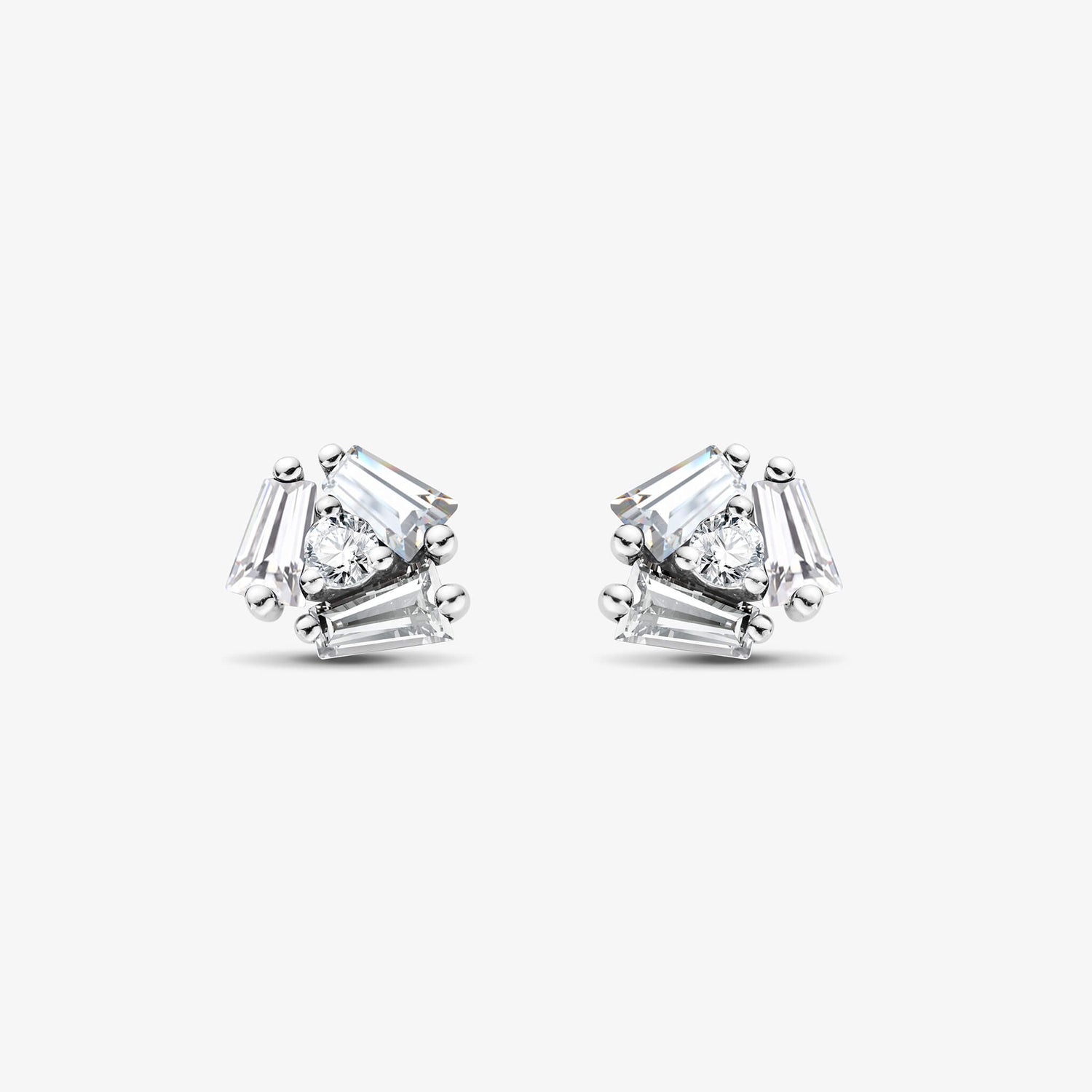 18K Gold Cluster Earring Studs with Natural Diamonds