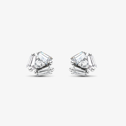 18K Gold Cluster Earring Studs with Natural Diamonds