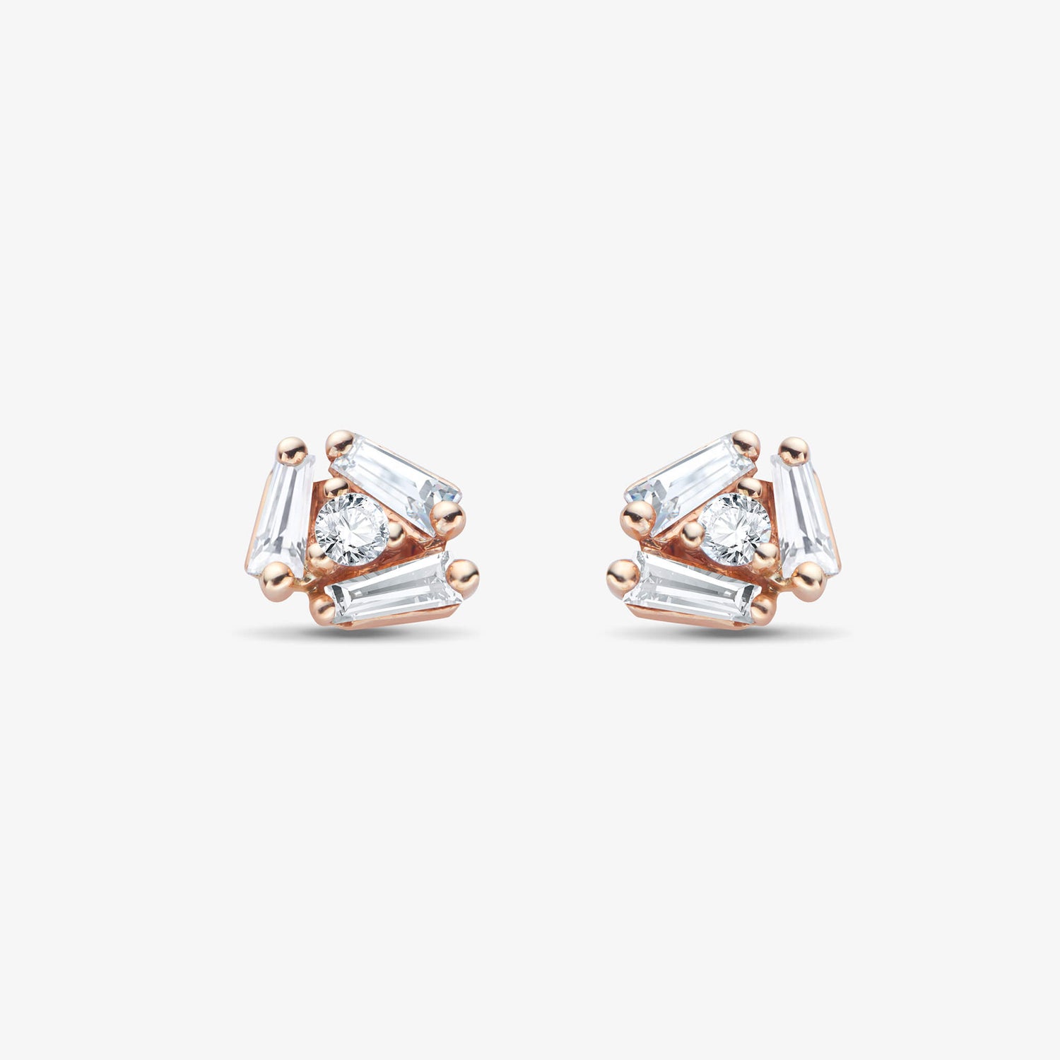 18K Gold Cluster Earring Studs with Natural Diamonds