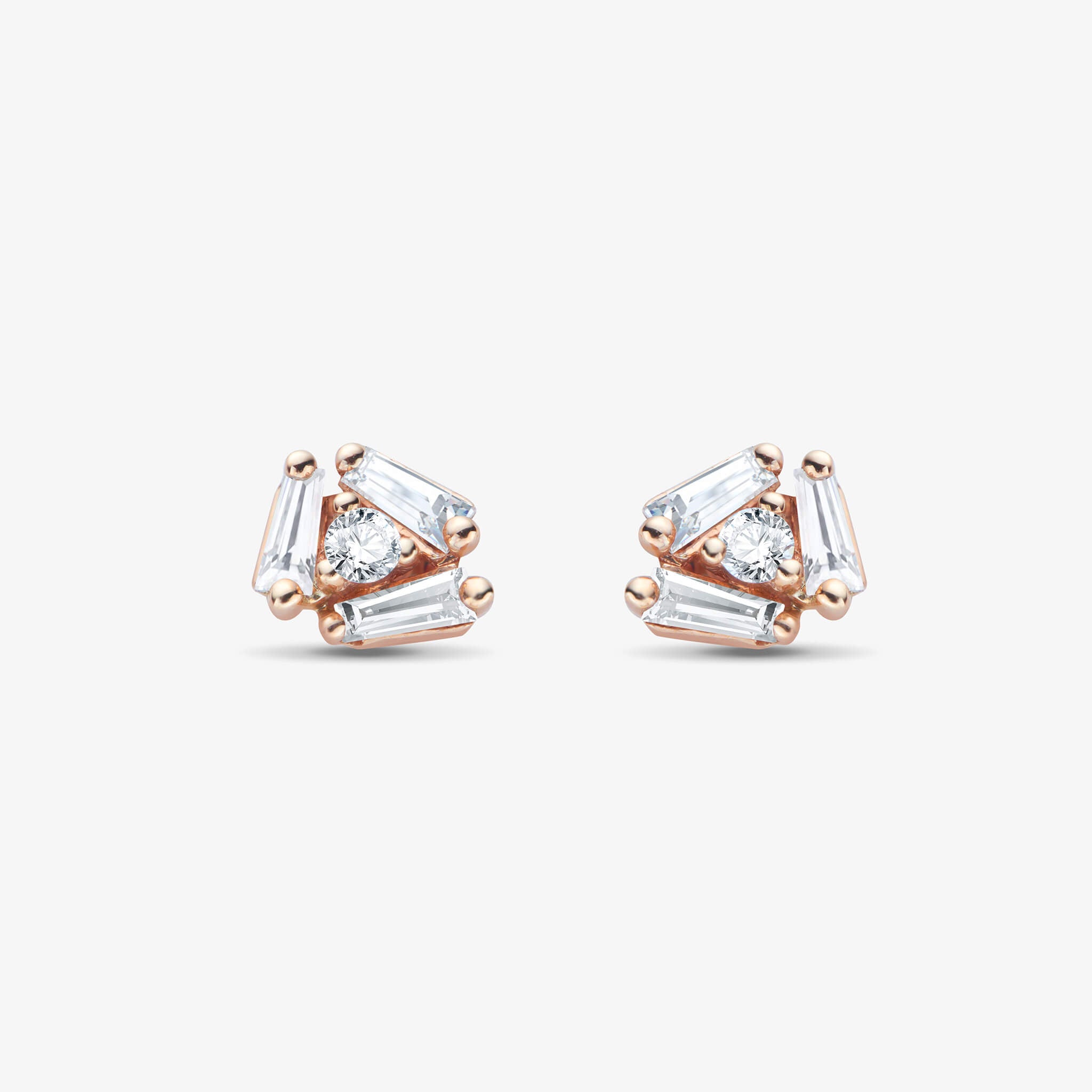 18K Gold Cluster Earring Studs with Natural Diamonds