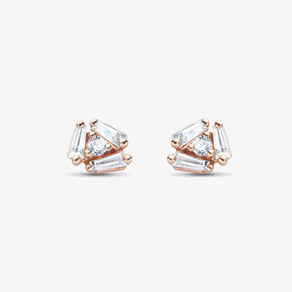 18K Gold Cluster Earring Studs with Natural Diamonds
