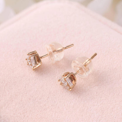 18K Gold Cluster Earring Studs with Natural Diamonds