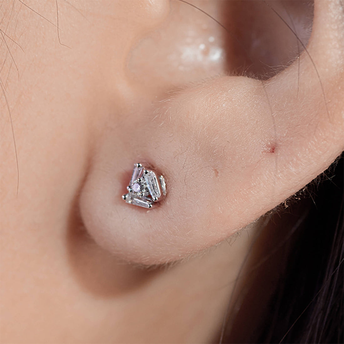 18K Gold Cluster Earring Studs with Natural Diamonds