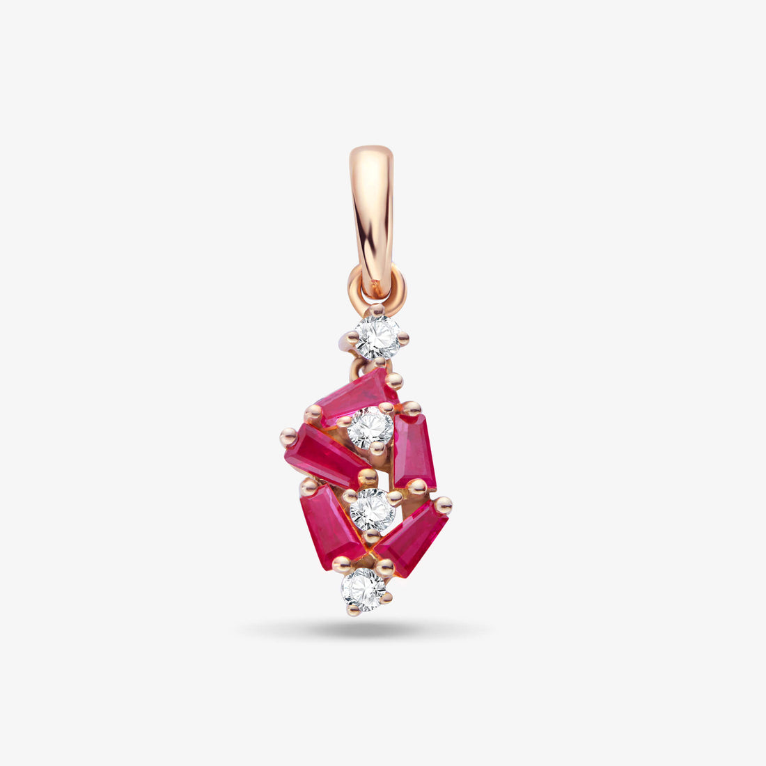18K Gold Cluster Pendant with Diamonds &amp; Ruby