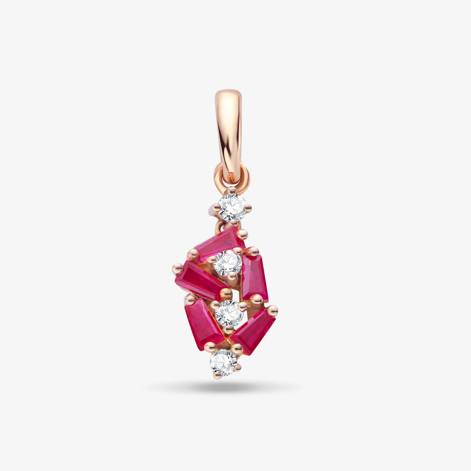 18K Gold Cluster Pendant with Diamonds &amp; Ruby