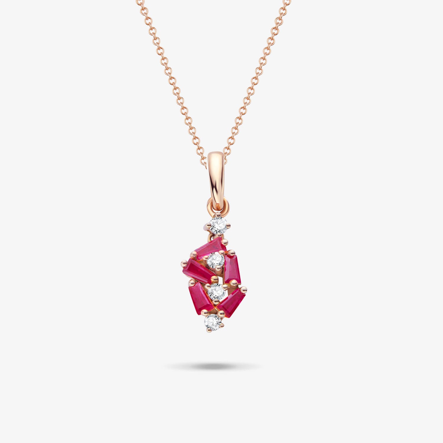 18K Gold Cluster Pendant with Diamonds &amp; Ruby