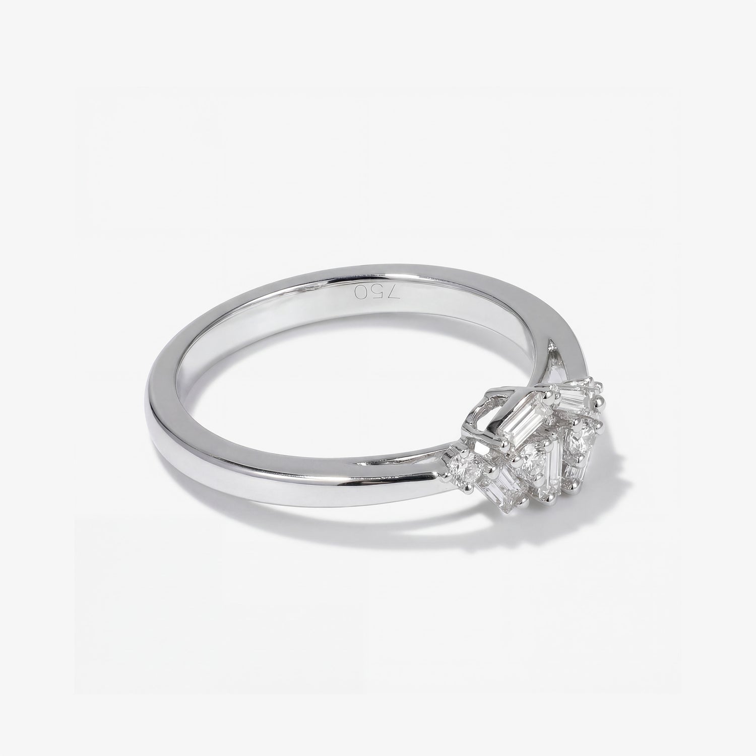 Cluster Diamond Band Ring in 18K White Gold - JewelryAndStore