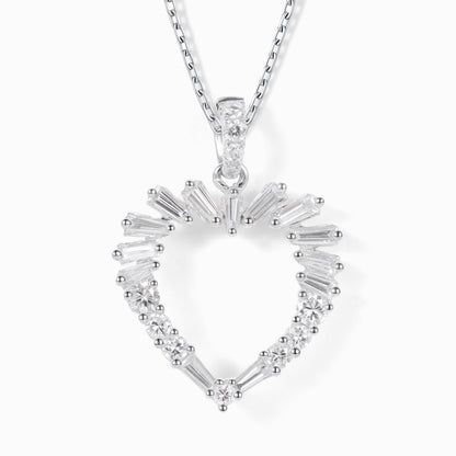18K White Gold Heart Pendant with Natural Diamonds - JewelryAndStore