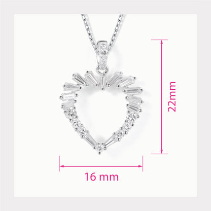 18K White Gold Heart Pendant with Natural Diamonds - JewelryAndStore