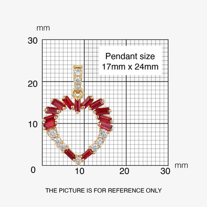 Natural Ruby and Diamond Heart Halo Pendant in 18K Yellow Gold - JewelryAndStore