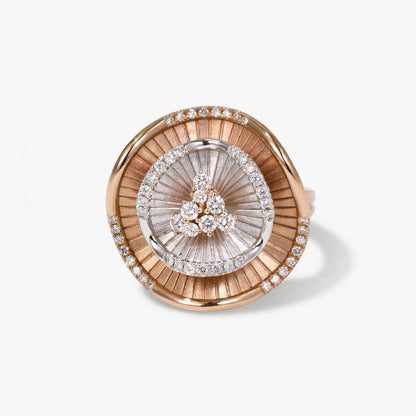 Natural Diamond Two-Tone Dimensional Floral Ring 18K Gold - JewelryandStore