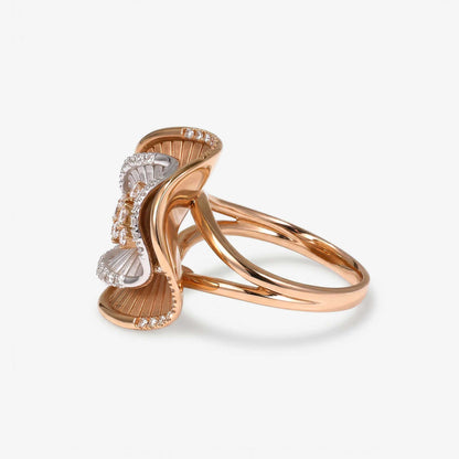 Natural Diamond Two-Tone Dimensional Floral Ring 18K Gold - JewelryandStore