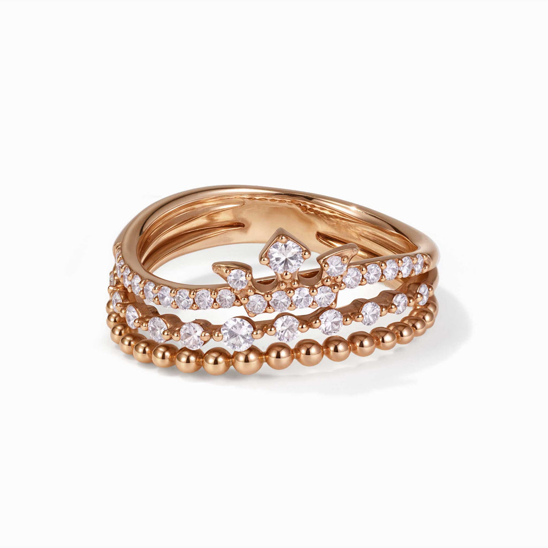 Natural Diamond Tiara Crown Ring in 18K Gold - JewelryAndStore