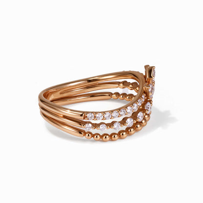 Natural Diamond Tiara Crown Ring in 18K Gold