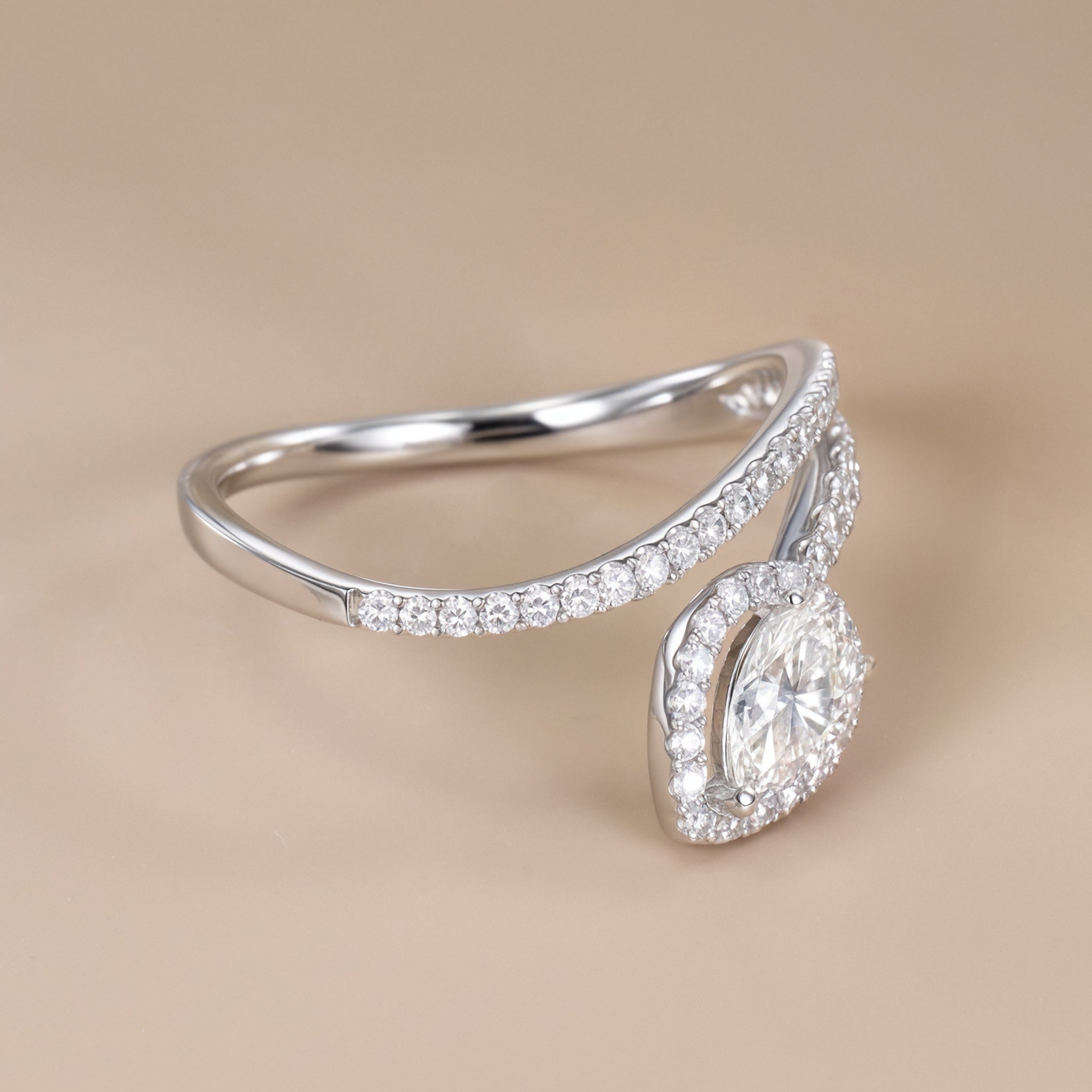 0.62ct.tw. Pear-Shaped Diamond Engagement Ring in 18K white gold