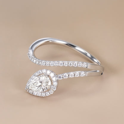 0.62ct.tw. Pear-Shaped Diamond Engagement Ring in 18K white gold