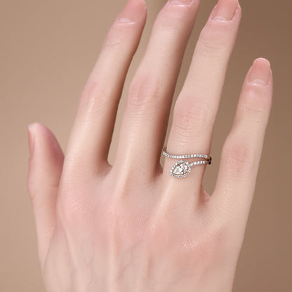 0.62ct.tw. Pear - Shaped Diamond Engagement Ring in 18K white gold - JewelryAndStore