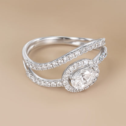 0.99ct.tw. Oval-Cut Diamond Engagement Ring in 18K White Gold