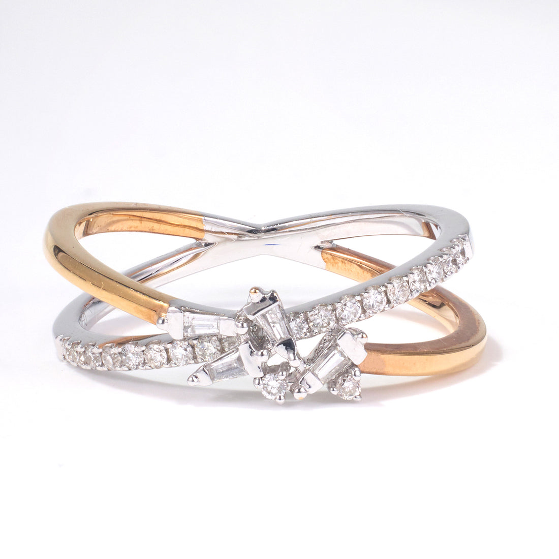 18K Gold Orbit - Style Split Shank Diamond Ring - JewelryAndStore